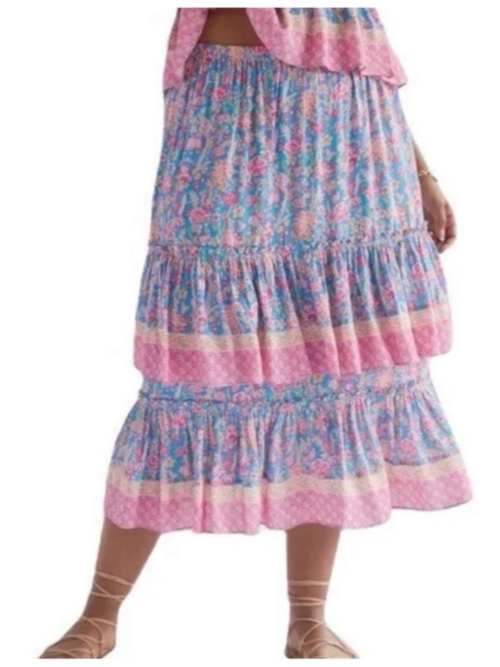 NWT Anthropologie Plenty by Tracy Reese Meadow Tiered Midi Skirt, 2X